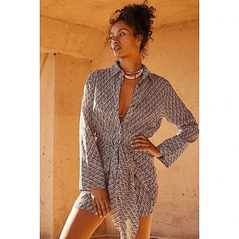Free People Rillo Brown Shirtdress Size Small